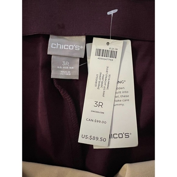 Chico's Women's So Slimming Juliet Straight Leg Pants Size 16 R - Picture 6 of 7